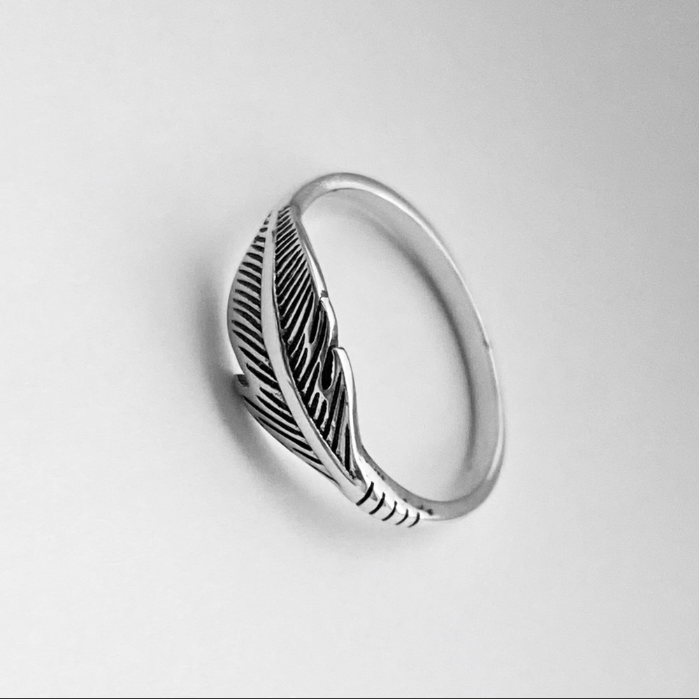 Sterling Silver Small Feather Ring, Religious Rin… - image 6